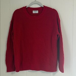 Old Navy Deep Red Waffle Knit Crewneck Sweater